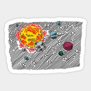 Burning Sun Planet Space Sticker